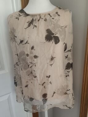 Vintage Dolce Regazza Floral 2 Layer Silk Blouse Size L Made In Italy